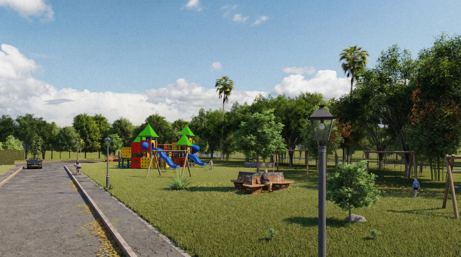 Render ilustrativo: parque infantil y zonas verdes de Altos de San José