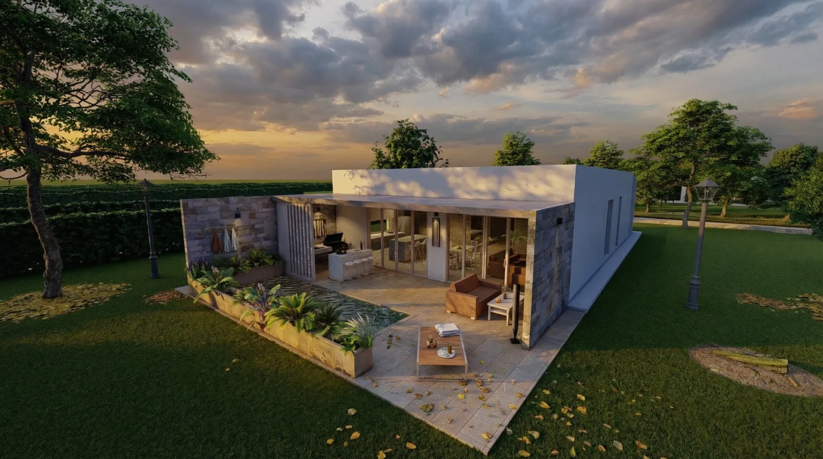 Render ilustrativo: casa campestre con terraza en Altos de San José