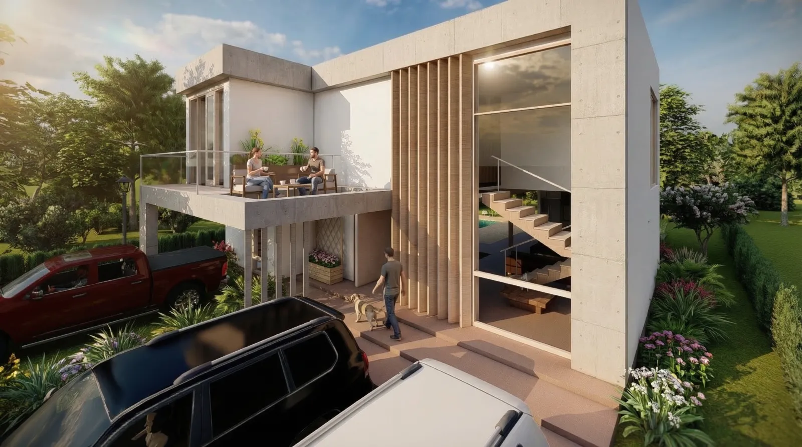 Render ilustrativo: casa de dos pisos en un lote de Altos de San José