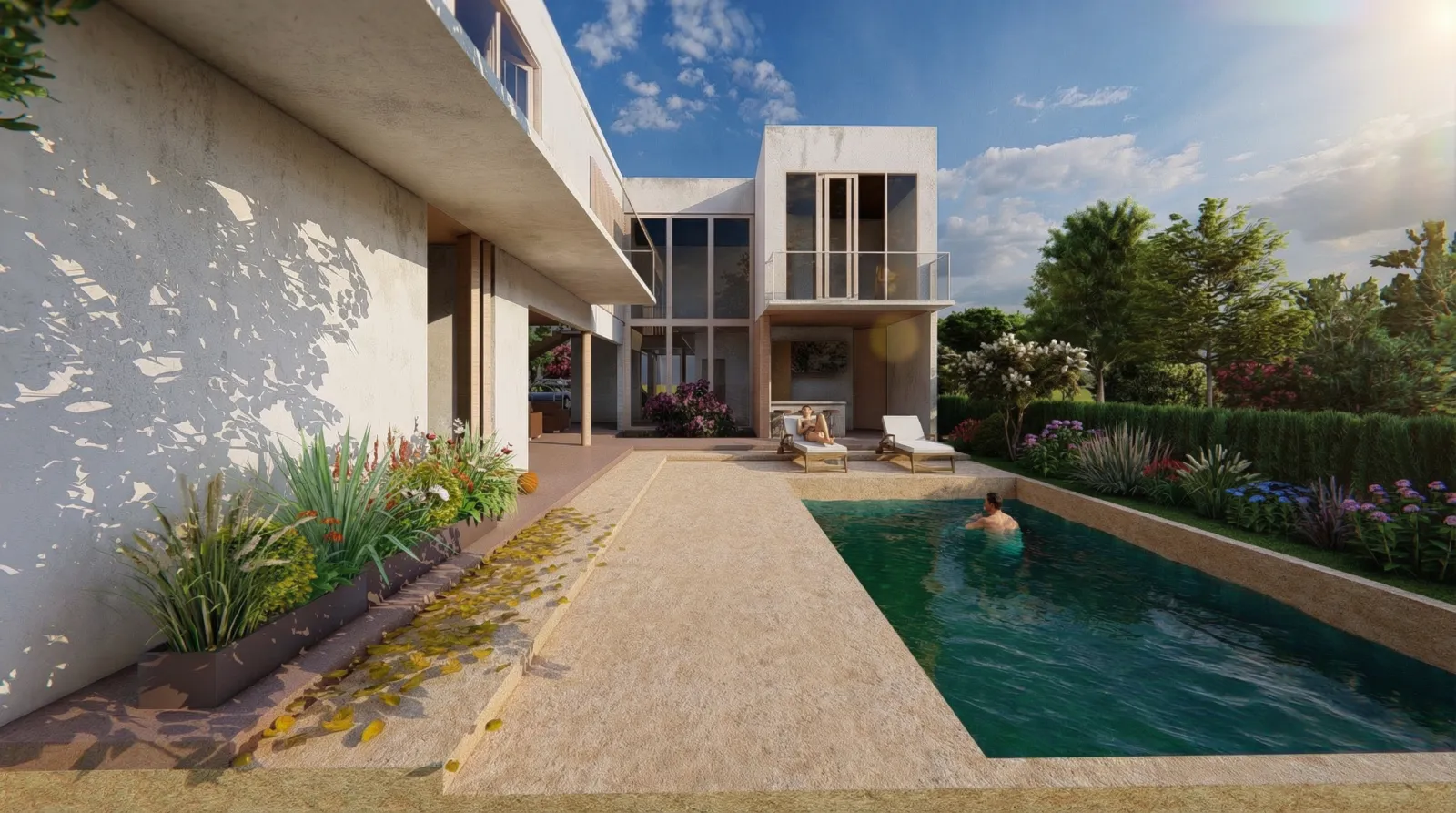 Render ilustrativo: casa campestre con piscina en Altos de San José